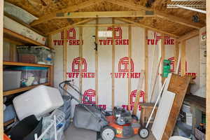Inside shed storage area
