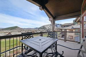 Balcony with a mountain view