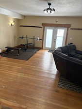 Living area featuring wood finished floors