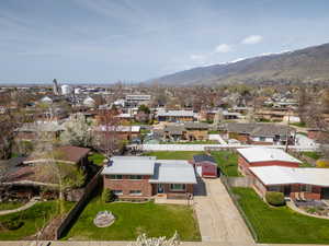 Birds eye view of property featuring a mountain view and a residential view