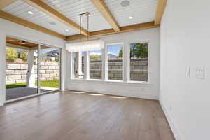 Interior space with beam ceiling