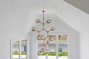Interior details with a notable chandelier