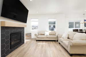 Living room with recessed lighting