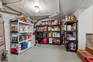 Storage area with secured water heater