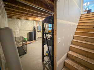 Basement featuring stairway