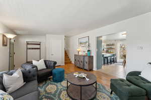 Living room looking into kitchen area
