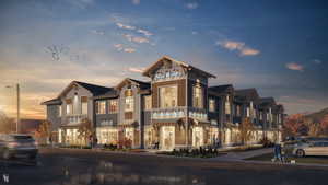 View of front facade featuring board and batten siding and a residential view