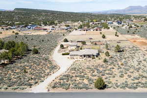 Drone / aerial view featuring a mountain view
