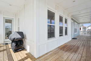 Deck featuring area for grilling