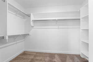 Spacious closet with carpet floors