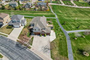 Birds eye view of property with a residential view