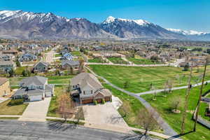 Aerial view featuring a mountain view and a residential view