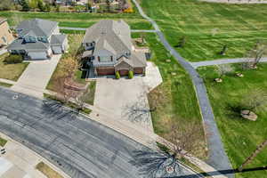 Birds eye view of property with a residential view