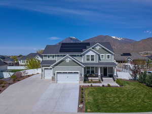 Fully owned solar panels and mountain view.