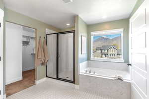 Separate shower and bath.