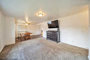 Main living space with carpet