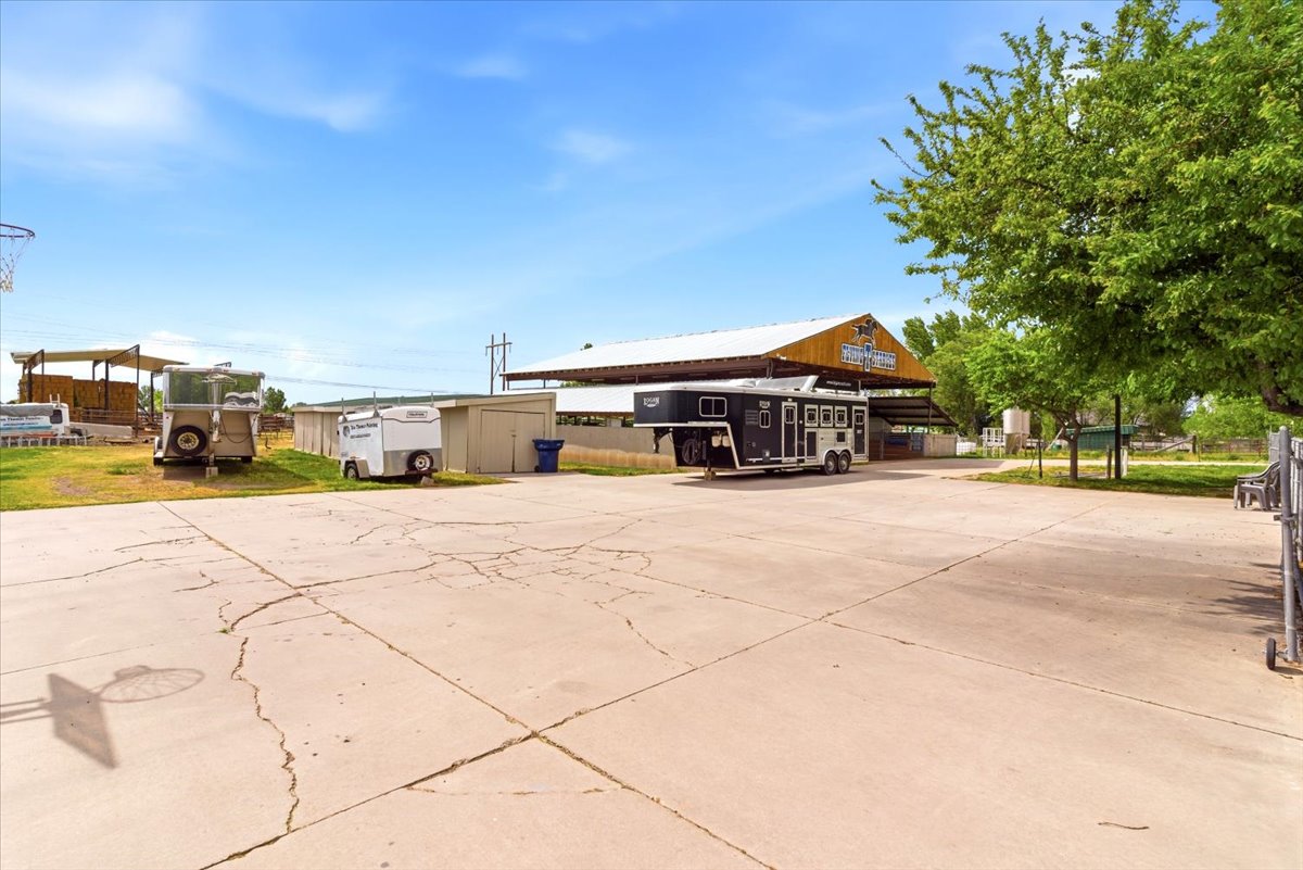 Expansive concrete pad providing substantial outdoor space
