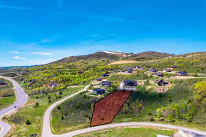 Drone / aerial view featuring a residential view and a mountain view