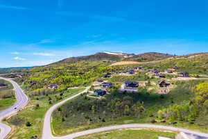 Drone / aerial view with a mountain view