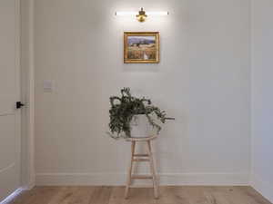Interior details featuring baseboards and wood finished floors