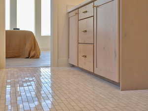 Entrance foyer with brick floor