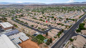 Aerial view featuring a residential view and a mountain view