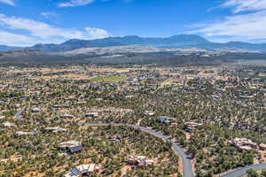 Drone / aerial view with a mountain view