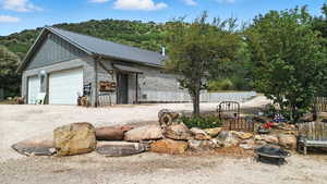 View of detached garage