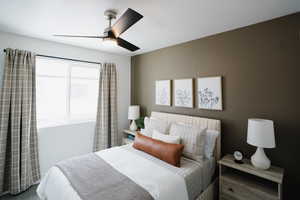 Bedroom with a ceiling fan