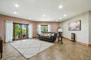 Living area with recessed lighting