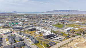 Aerial view featuring a mountain view