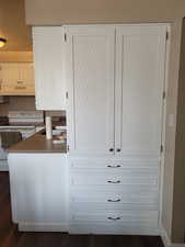 Built in pantry or storage area.