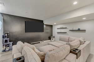 Interior space with visible vents, recessed lighting, and light wood-style floors