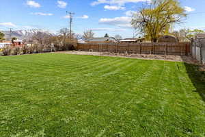 View of yard featuring a fenced backyard