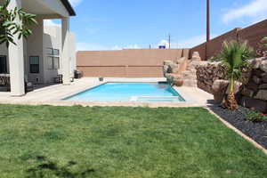 View of pool featuring a patio