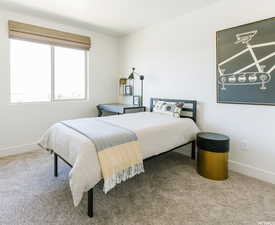 Bedroom featuring baseboards and carpet floors