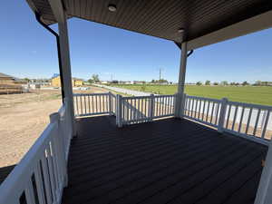 Wooden terrace with a view of rural / pastoral area