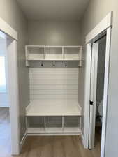 Mudroom featuring wood finished floors