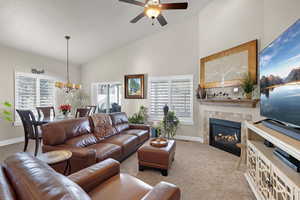 Enjoy a cozy fireplace and brand new carpet