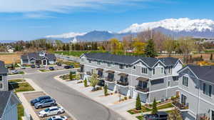 View of driveway side of townhomes.