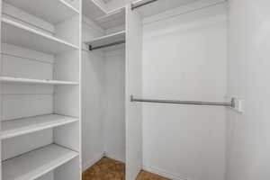 Walk in closet featuring carpet flooring