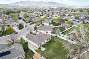 Birds eye view of property with a mountain view and a residential view