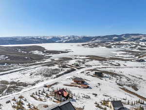 Aerial view featuring a mountain view