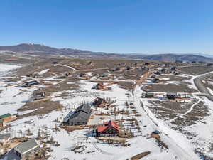 Drone / aerial view with a mountain view
