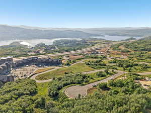 Bird's eye view of a mountain backdrop