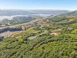 Aerial view of a mountain backdrop