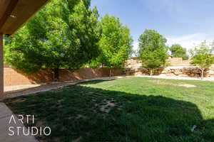 View of yard featuring a fenced backyard