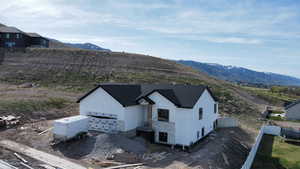 Drone / aerial view with a mountain view