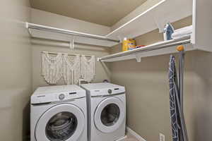 Washroom with washer and dryer
