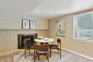 Large window in lower level family room.